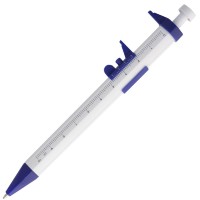 Ручка шариковая Штангенциркуль, белая с синим