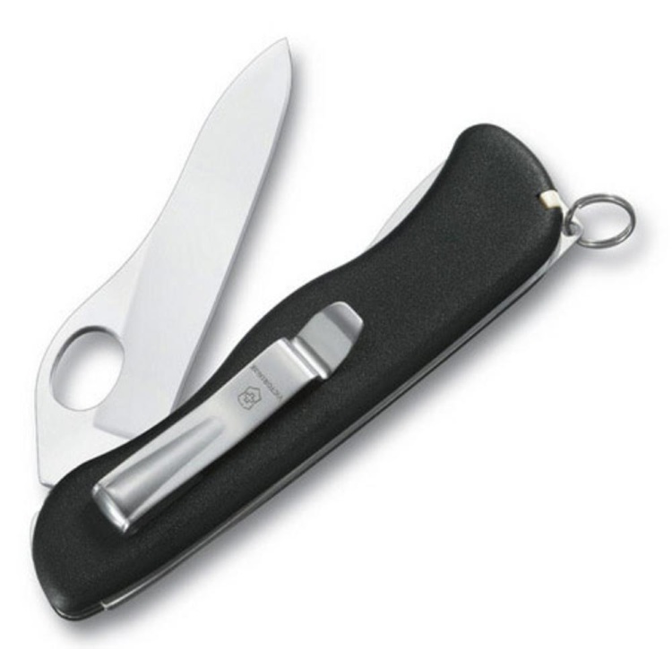 Солдатский нож с фиксатором лезвия Sentinel One Hand Clip, черный Солдатский нож с фиксатором лезвия Sentinel One Hand Clip, черный