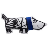 Игрушка Собака в шарфе, большая, белая с синим