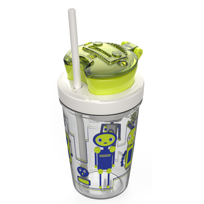 Детский стакан с соломинкой Snack tumbler Robot green, 0.35 л Детский стакан с соломинкой Snack tumbler Robot green, 0.35 л