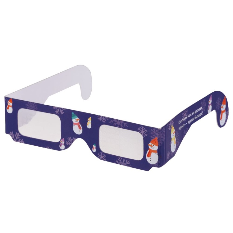 Новогодние 3D очки Снеговики, синие Новогодние 3D очки Снеговики, синие